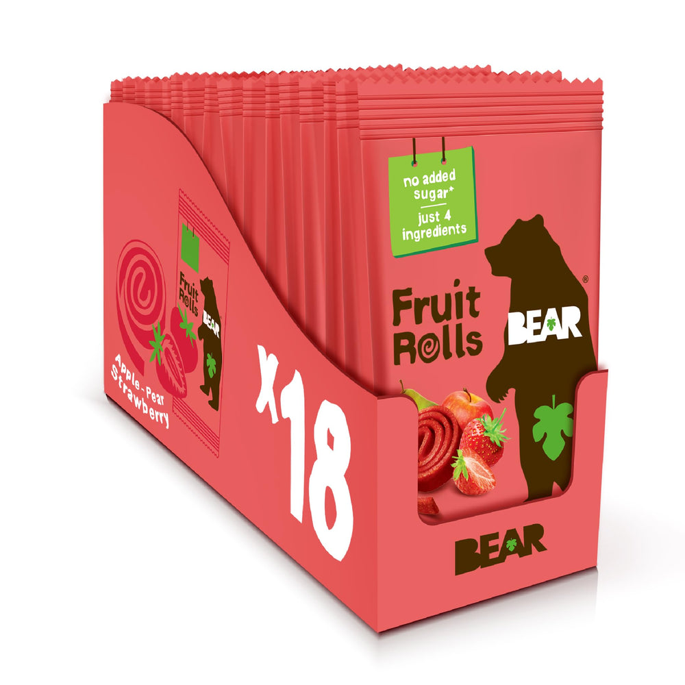 BEAR Real Fruit Snack Rolls Strawberry package front, gluten-free vegan lunchbox option
