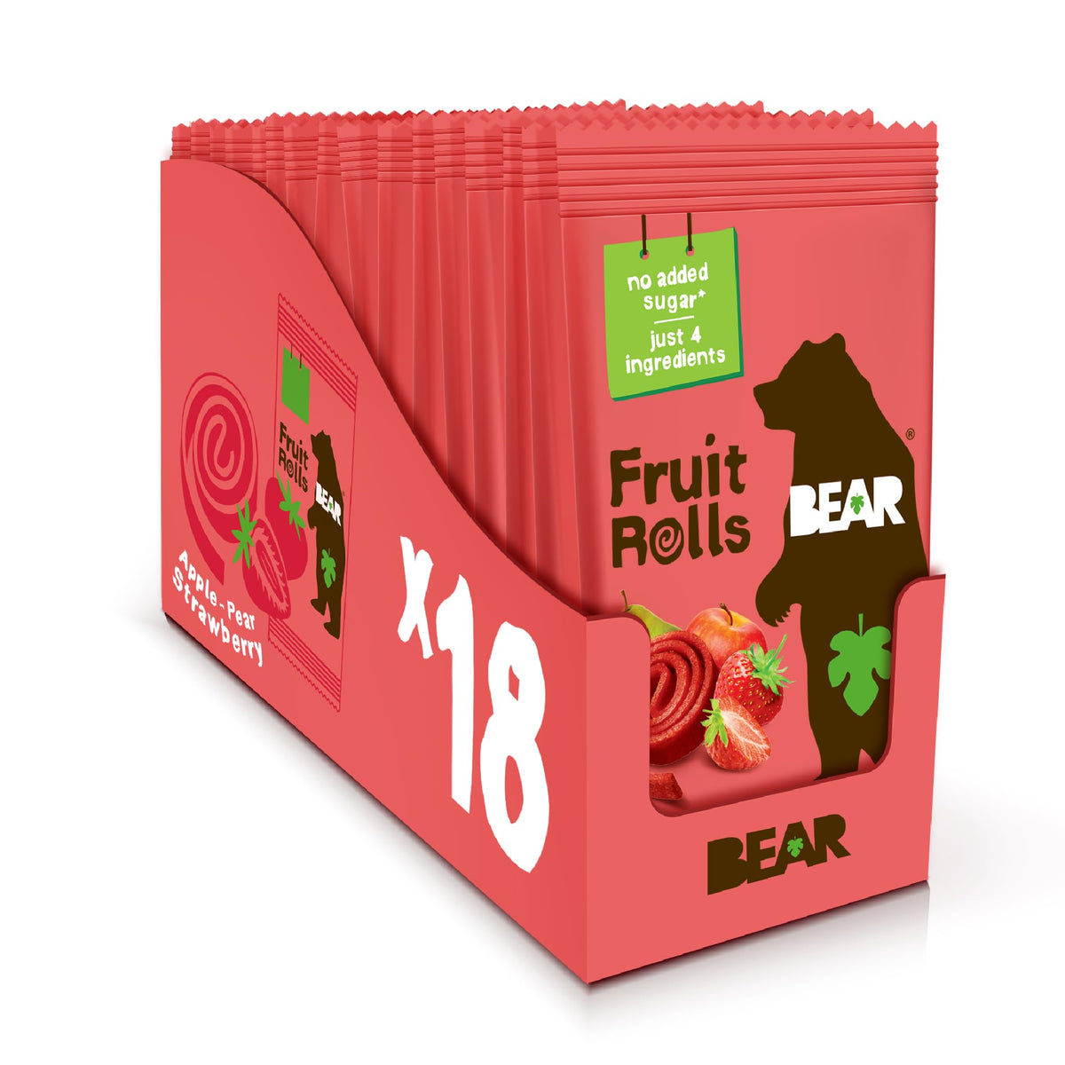 BEAR Real Fruit Snack Rolls Strawberry package front, gluten-free vegan lunchbox option
