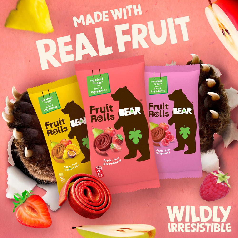 BEAR Real Fruit Snack Rolls tropical pack, gluten free vegan option