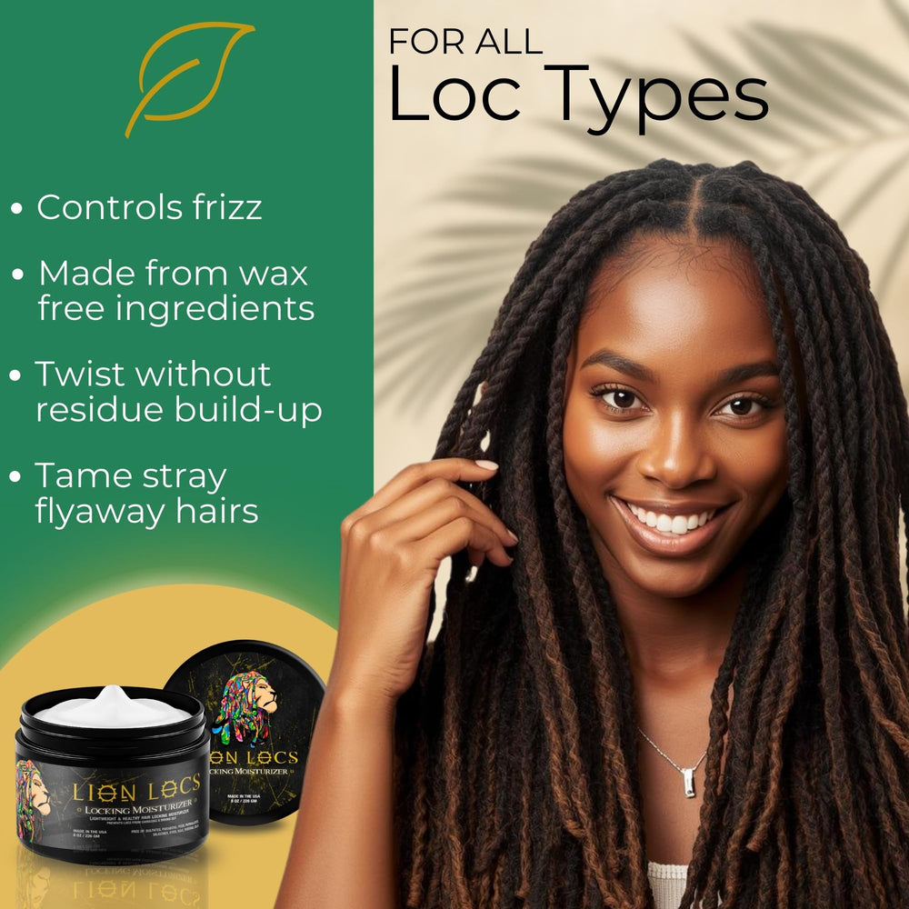 Beard Gains Lion Locs locking gel—dries clear for a natural look.