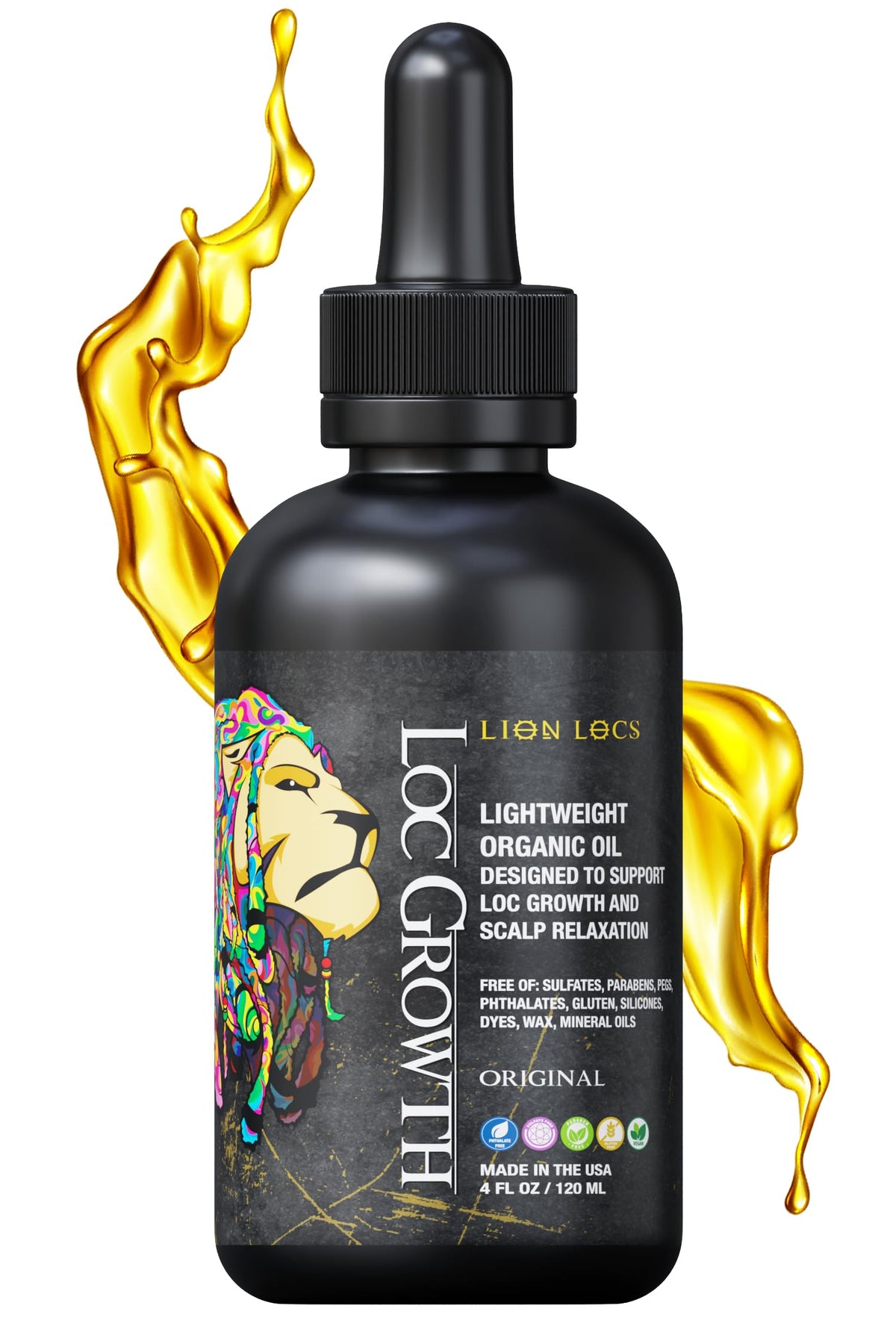 Beard Gains Lion Locs Growth Oil bottle nourishes scalp and hair health