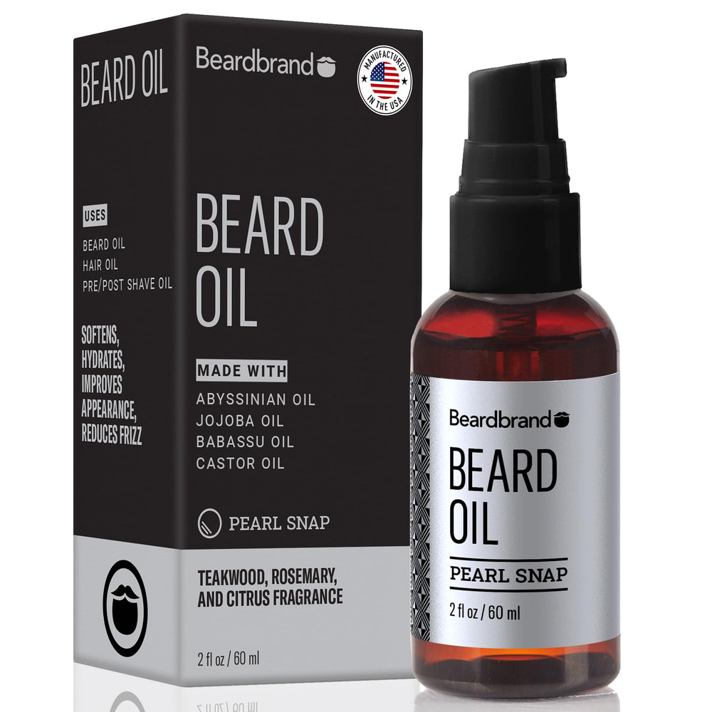 Beardbrand teakwood sandalwood citrus oil bottle softening coarse beard.