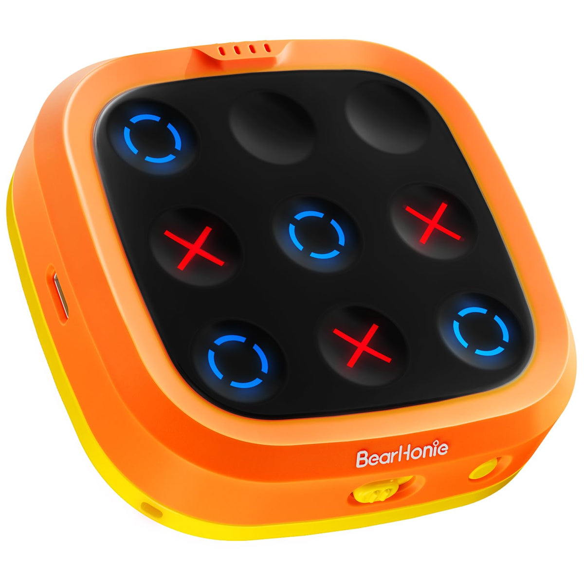BearHonie 4-in-1 handheld tic tac toe game pocket-size in action on a road trip for focused fun