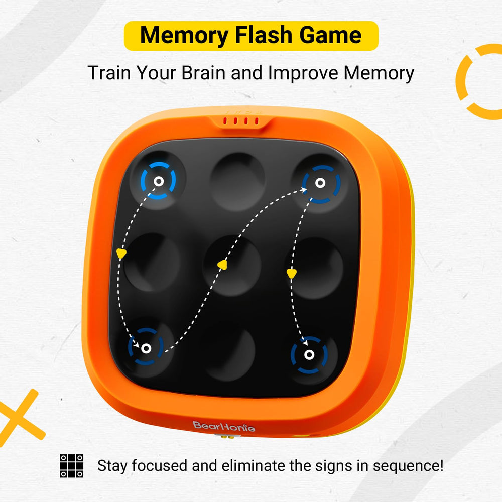 BearHonie memory mode on the 4-in-1 handheld tic tac toe for strategic two-player play