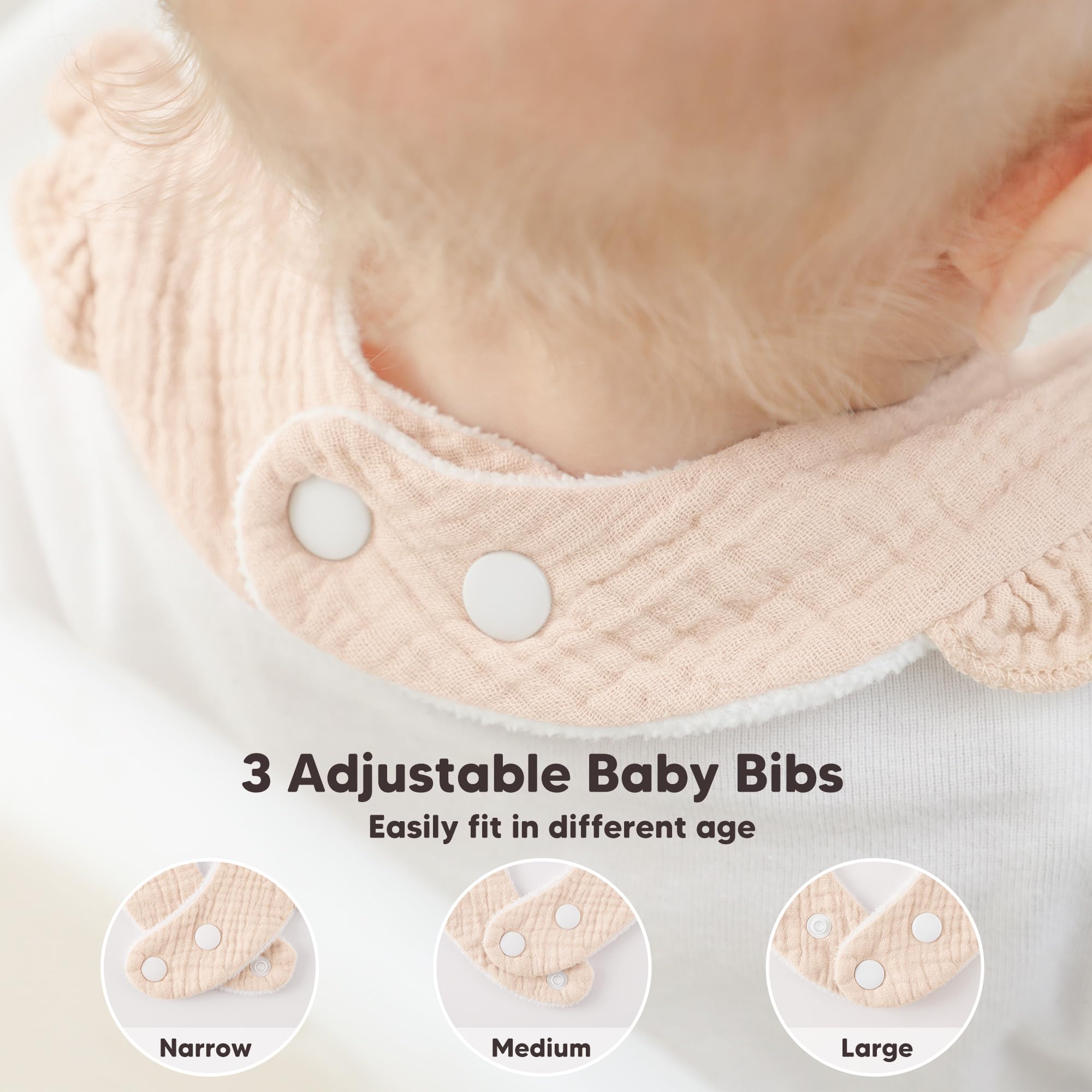 Bearmoss machine washable bibs, care-friendly close-up showing easy care material.