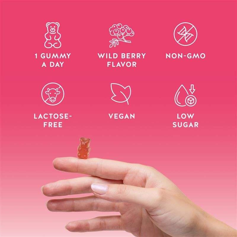 Packaging of Bears with Benefits Biotin Gummies emphasizes GMP ISO HACCP Europe-made quality.