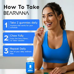 Serving two gummies per day illustrated for simple daily routine.