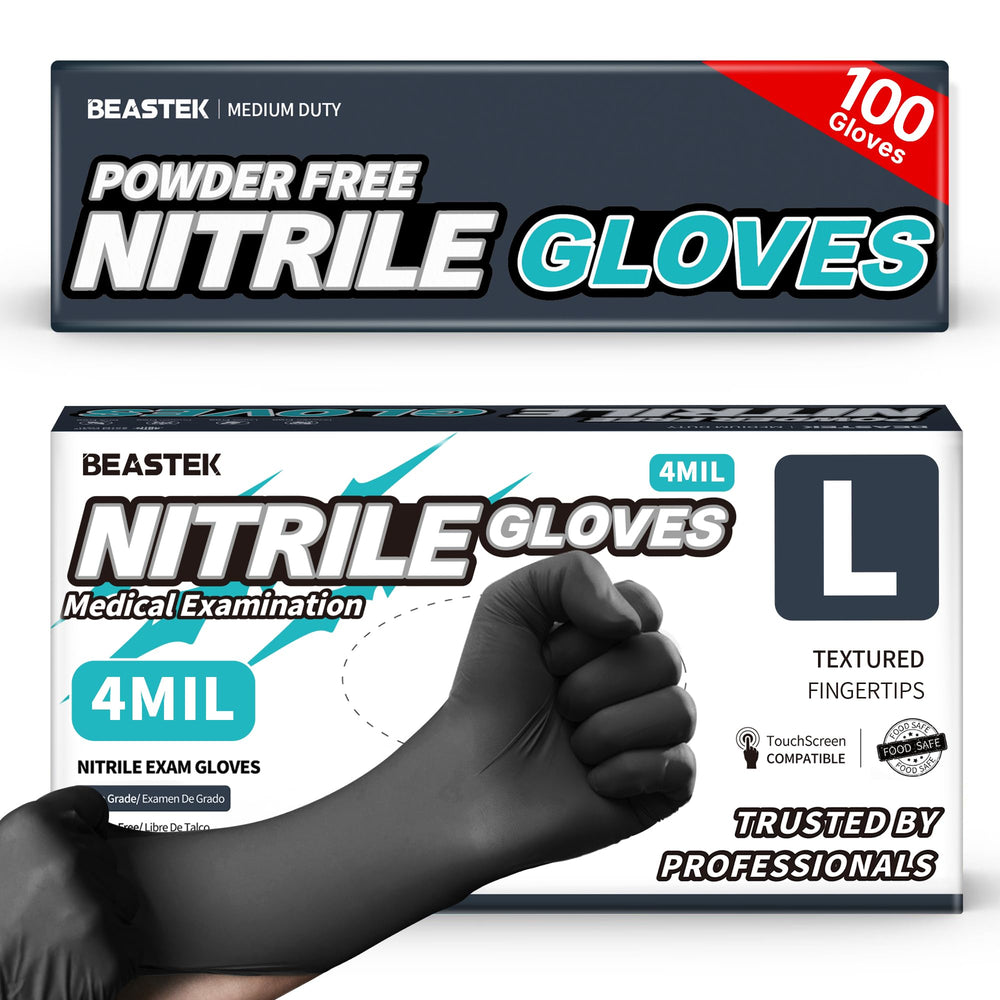 Beastek Black Nitrile Gloves pack offering versatile daily protection