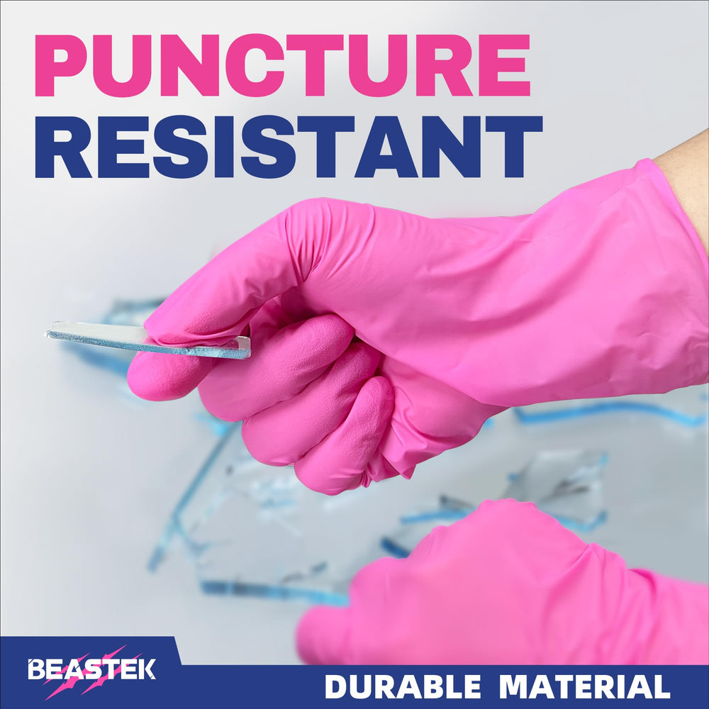 Beastek disposable gloves pink 4mil for kitchen and lab tasks