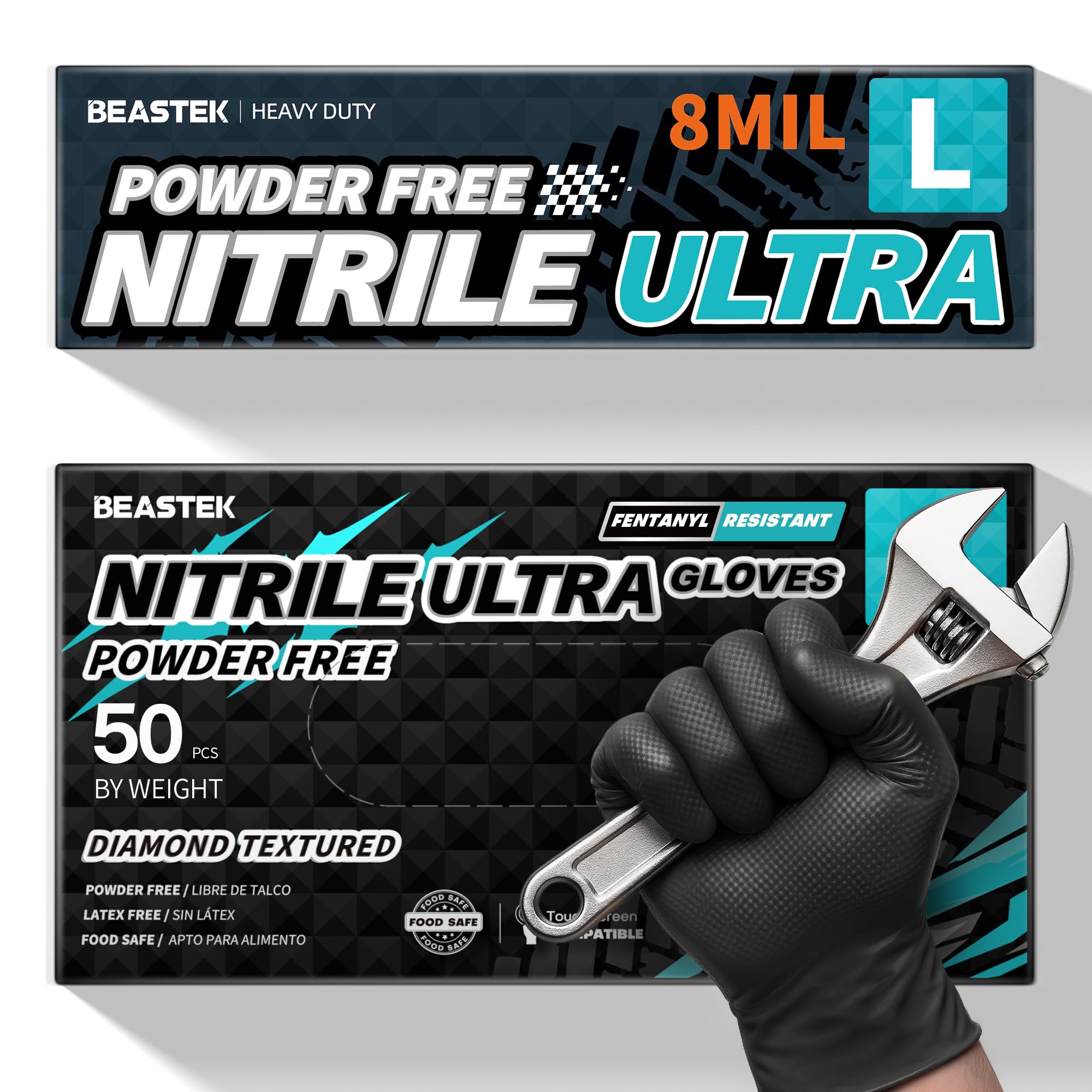 Beastek 8mil heavy-duty nitrile gloves protecting hands in tough tasks