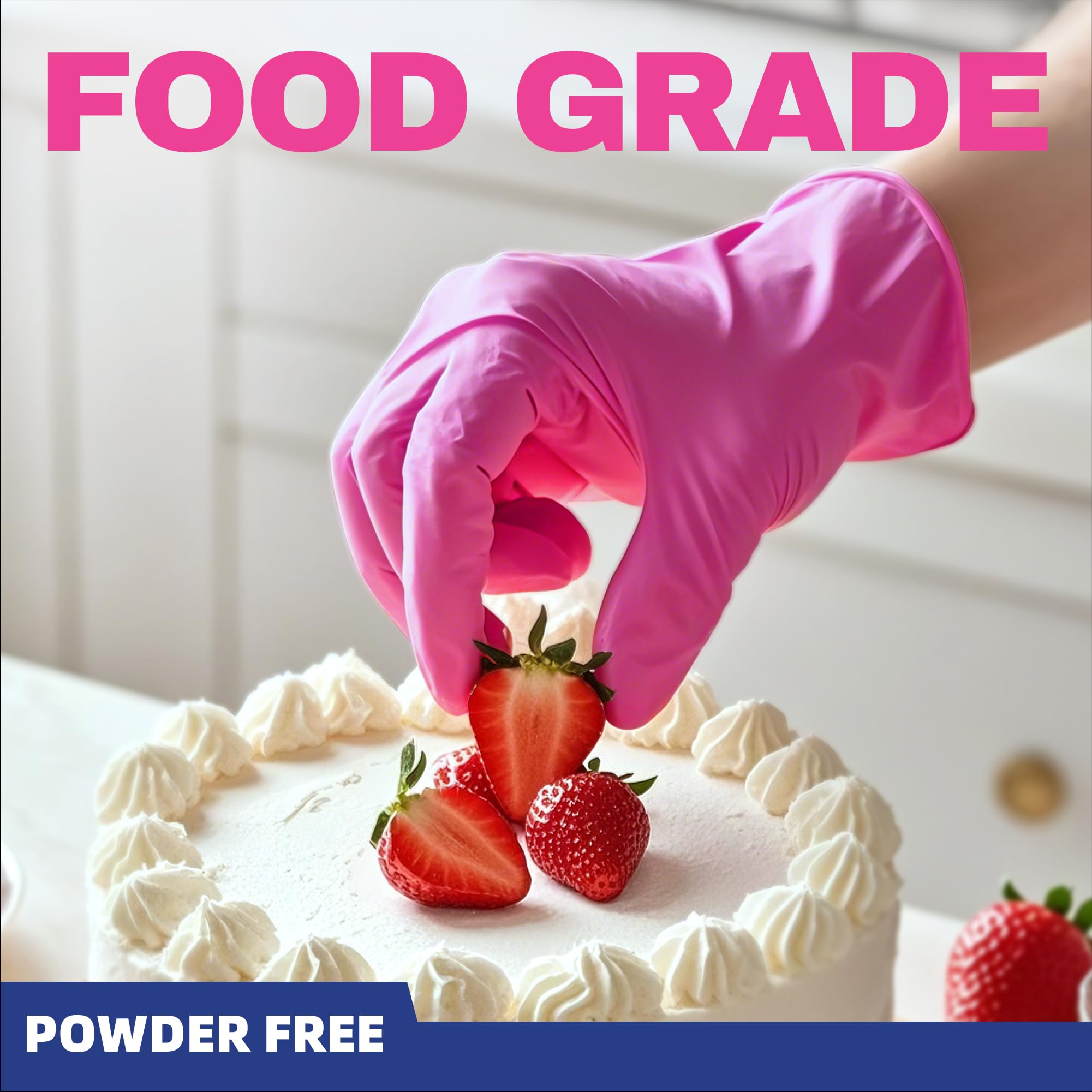 Beastek nitrile gloves hot pink lab-use; protected handling in science settings.