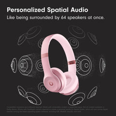 Beats Solo 4 metallic pink ear cups close-up showing plush cushions for comfort.