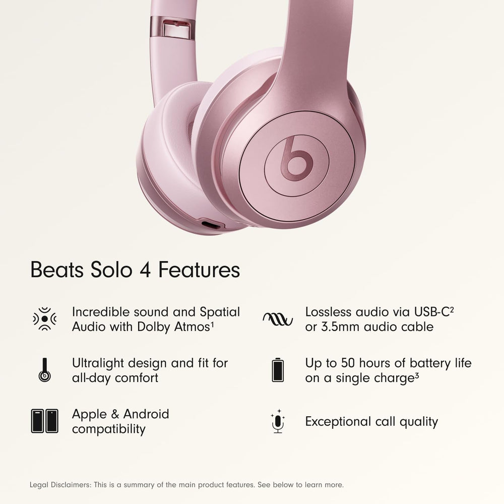 Beats Solo 4 front-angle shot highlighting lightweight comfort for all-day wear.