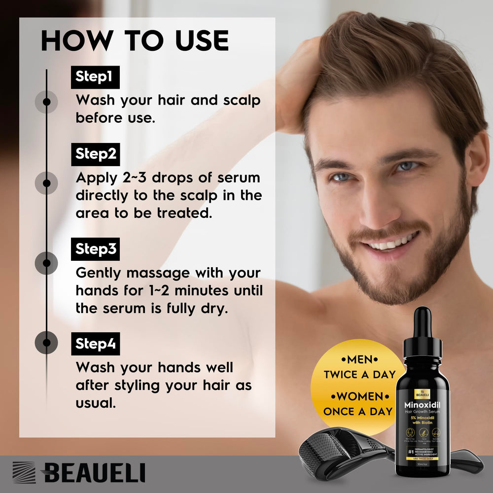Beaueli lightweight non-greasy liquid absorbs quickly on the scalp.