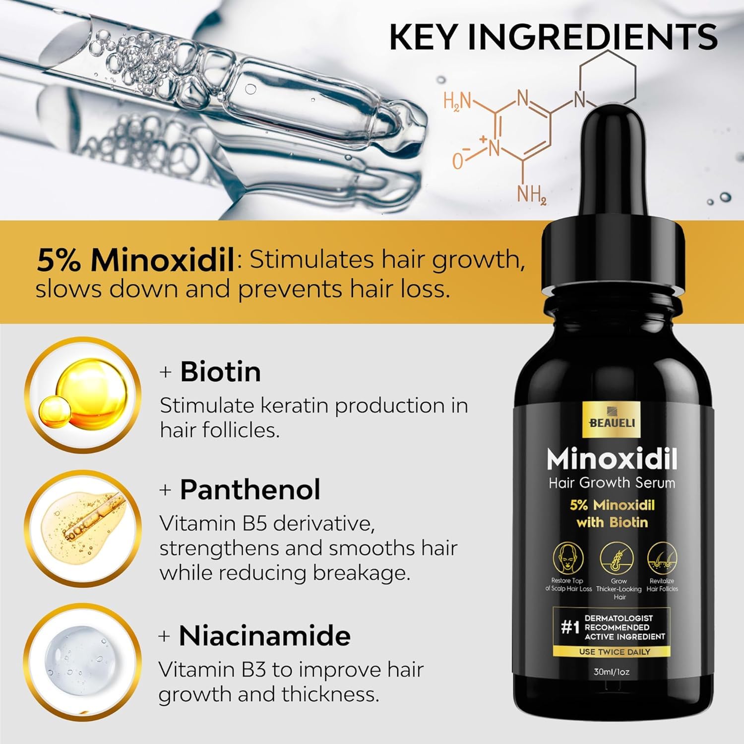 Beaueli women and men hair growth application for universal suitability