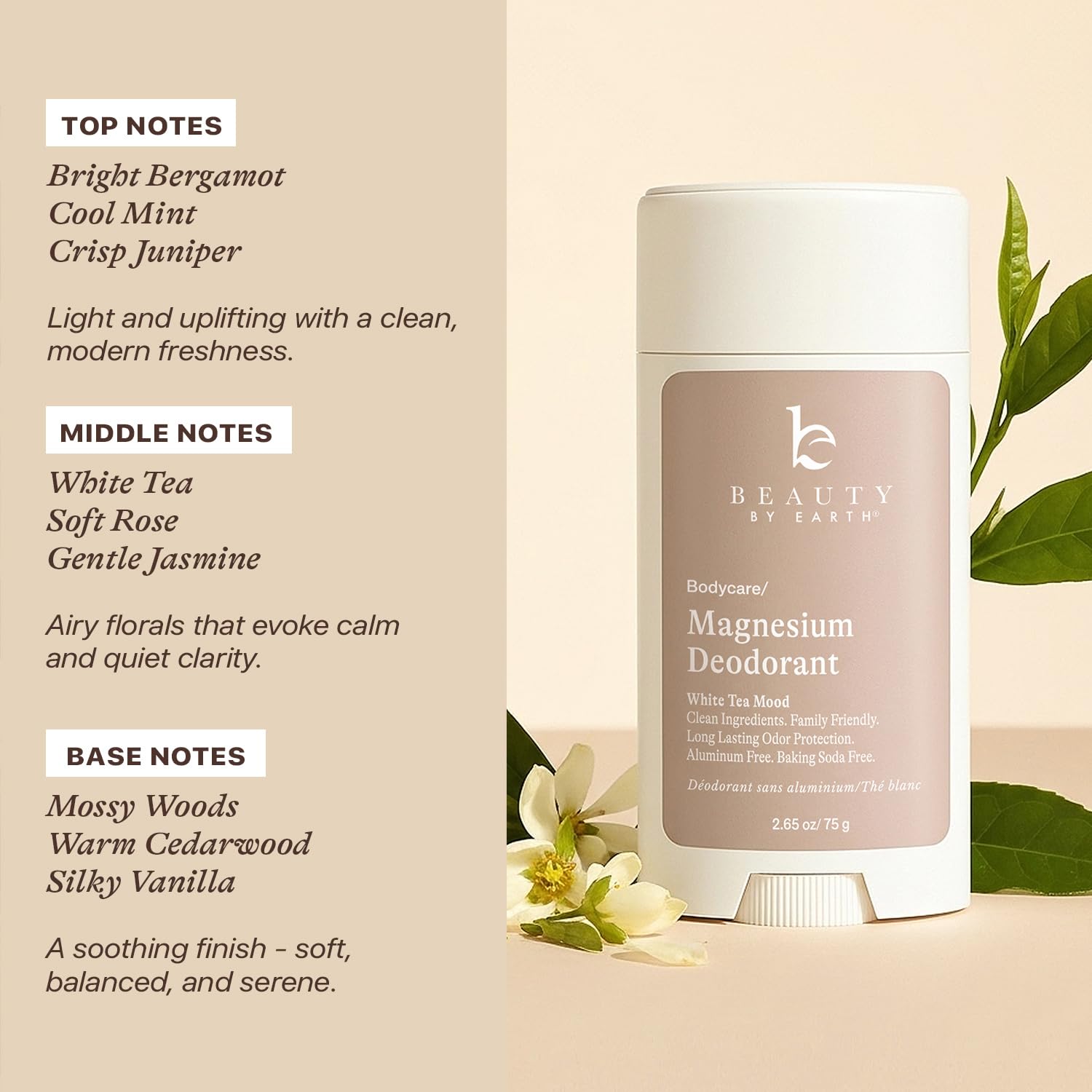 Beauty by Earth long-lasting odor protection for all-day confidence.