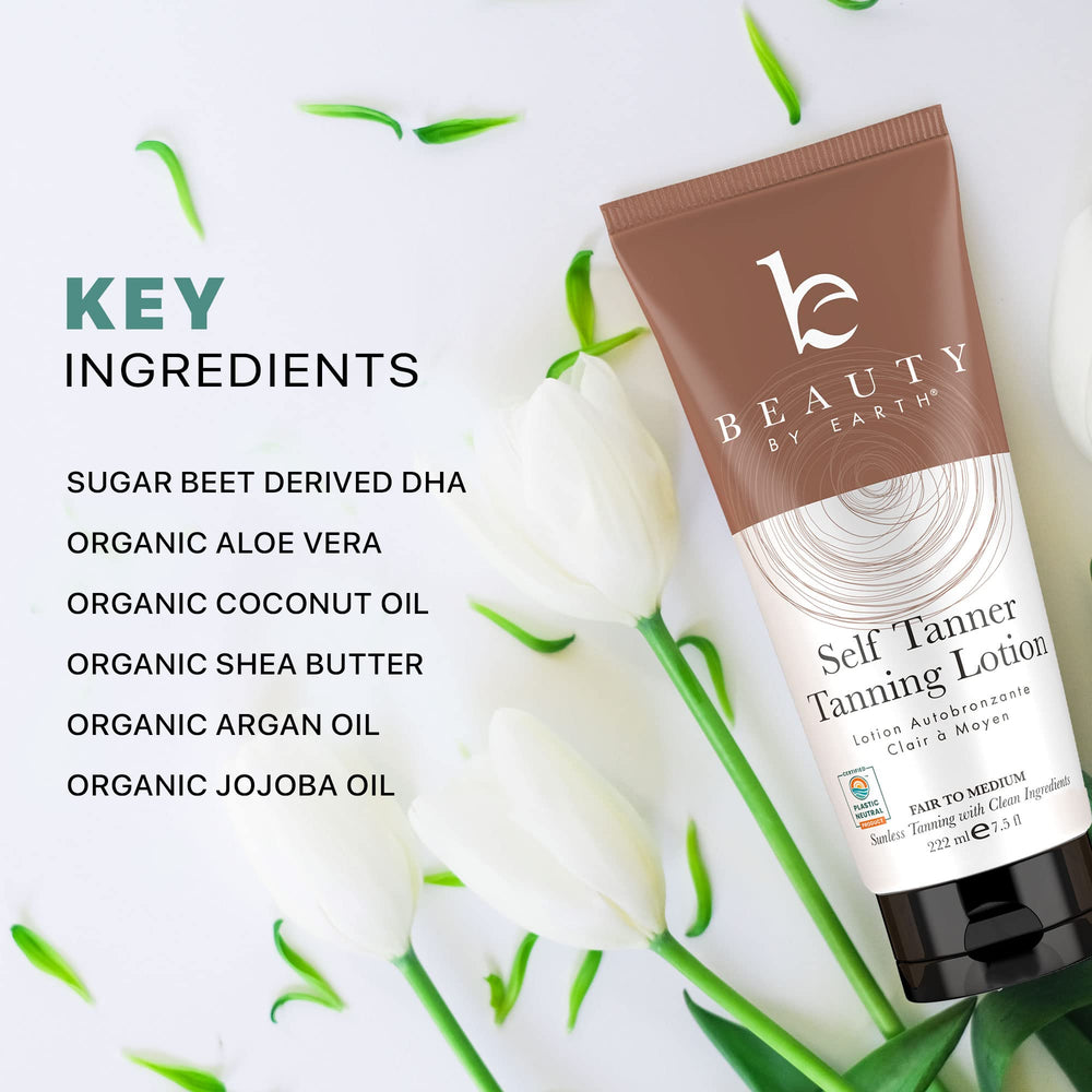 Beauty by Earth self tanner USA made label on packaging.