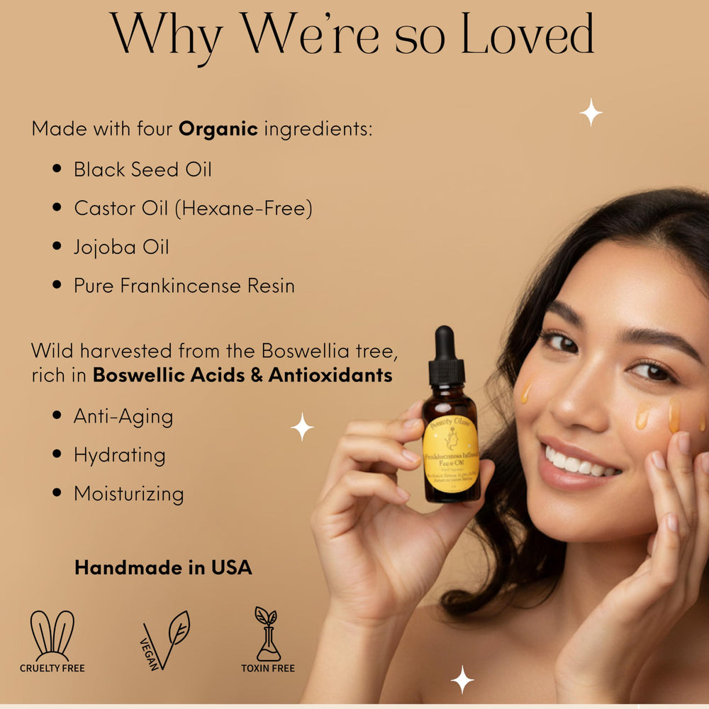 Beauty Glow black seed oil amber bottle emphasizing deep skin nourishment