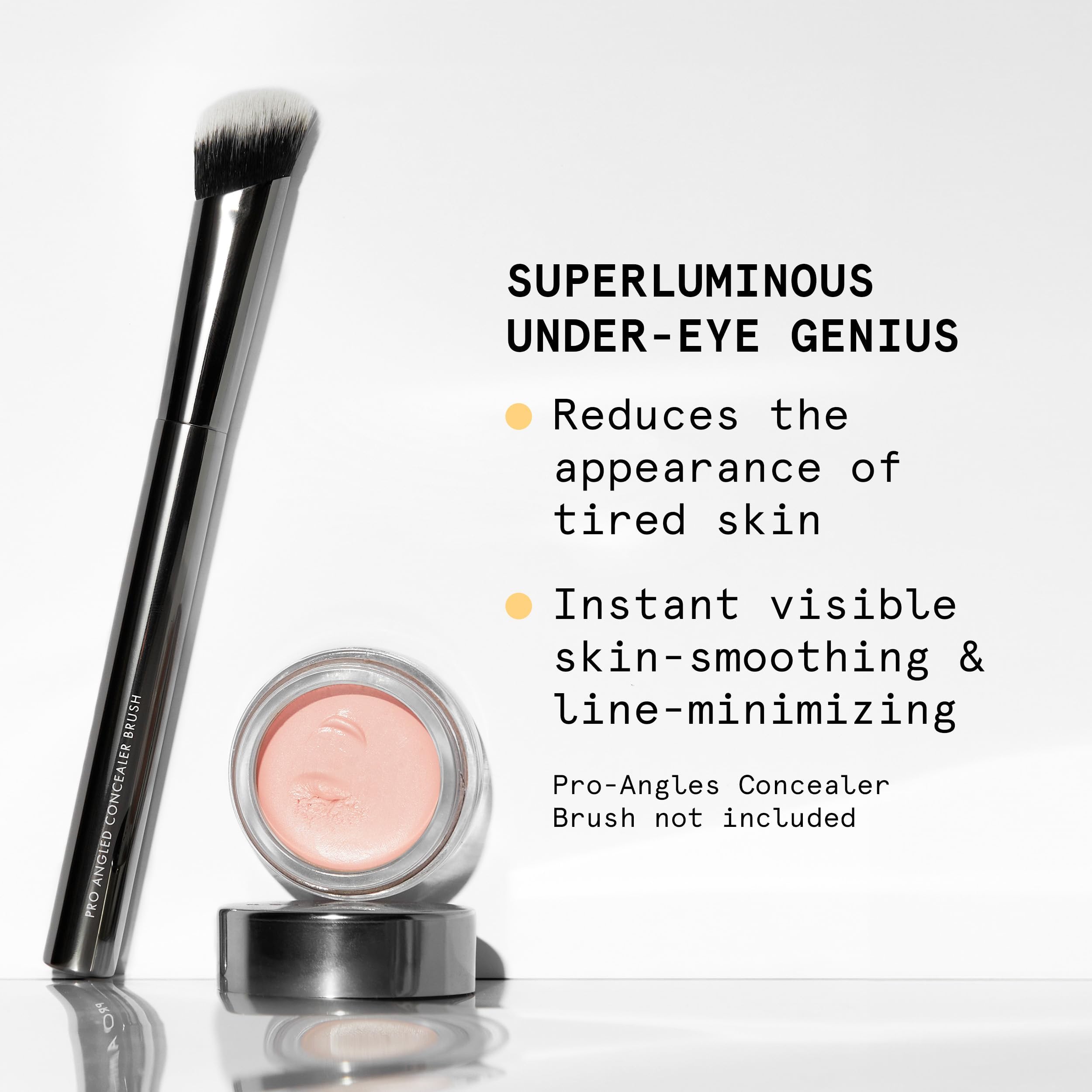 Beauty Pie Under-Eye Genius Corrector applied under-eye blend for natural finish.