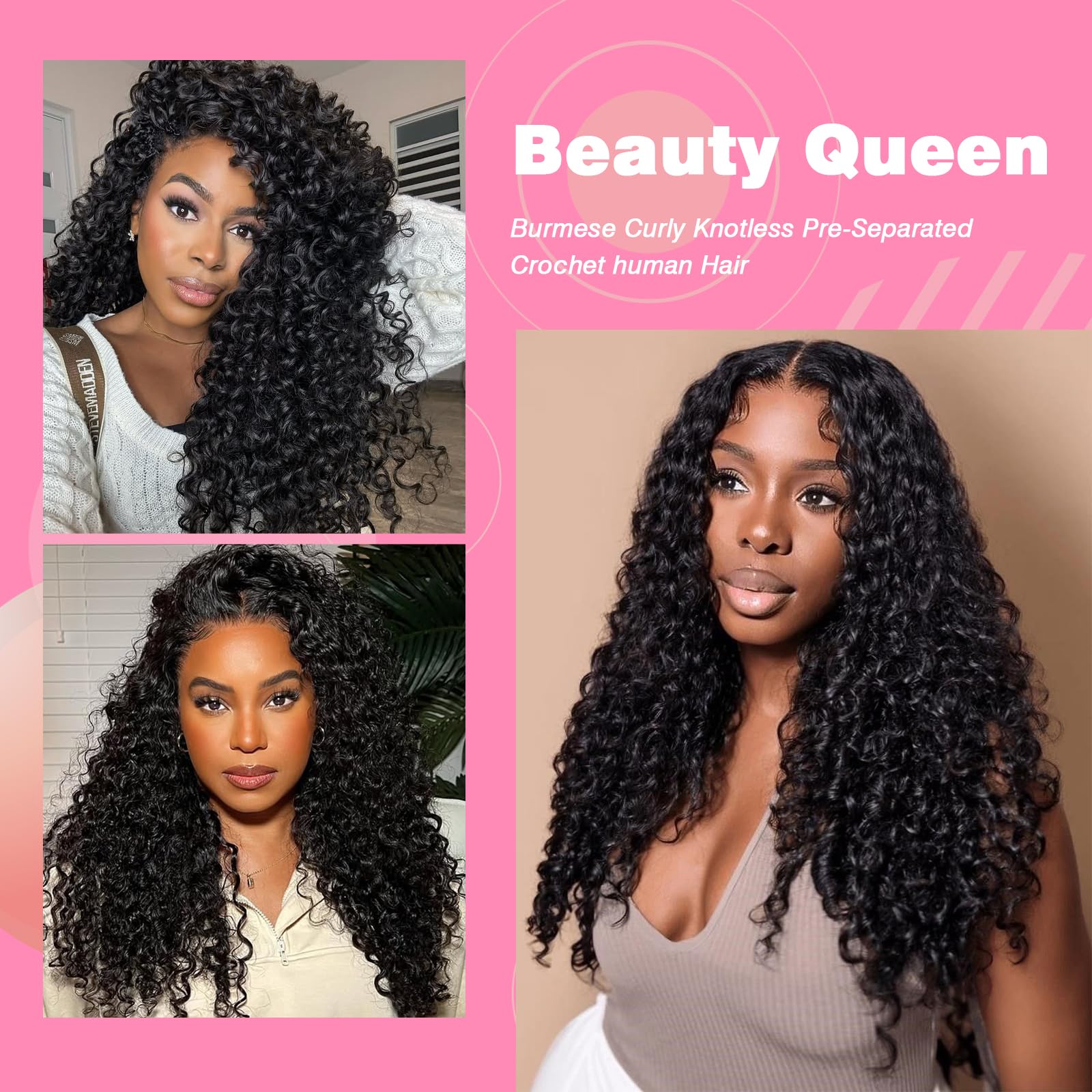 Beauty Queen Burmese Curly Hair 18-inch length shown for natural movement