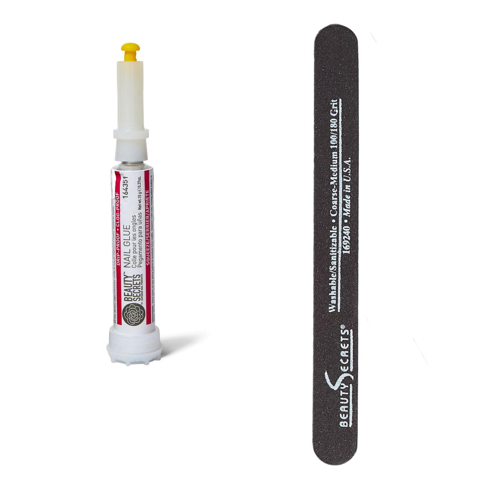 Beauty Secrets drip-proof nail glue bottle for clean, precise application.