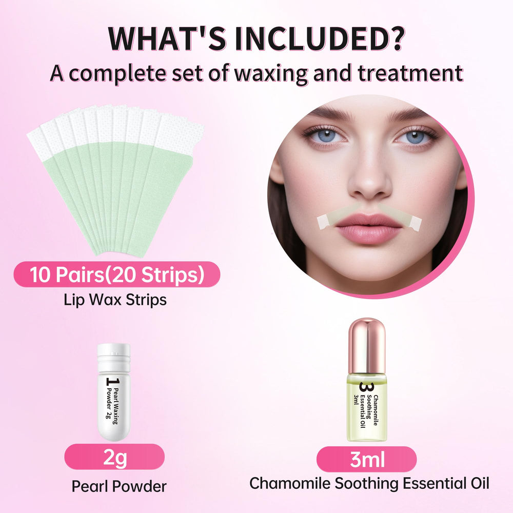 Beauty7 lip wax strips being applied for quick, comfortable waxing