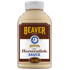 Beaver Brand Deli Horseradish Sauce bottle with zesty flavor