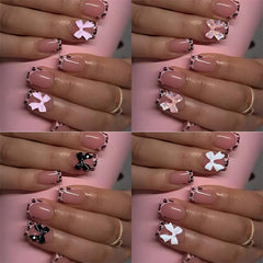 BEAWTH bow charms nails with glitter accents, ideal for festive looks