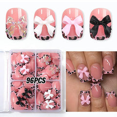 BEAWTH leopard french tip nails on hand for a chic at-home manicure