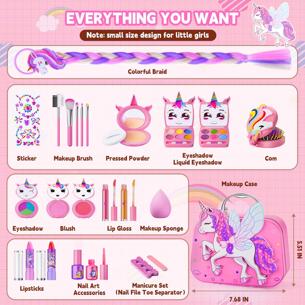 Beayuck portable pink storage case for on-the-go pretend makeup.