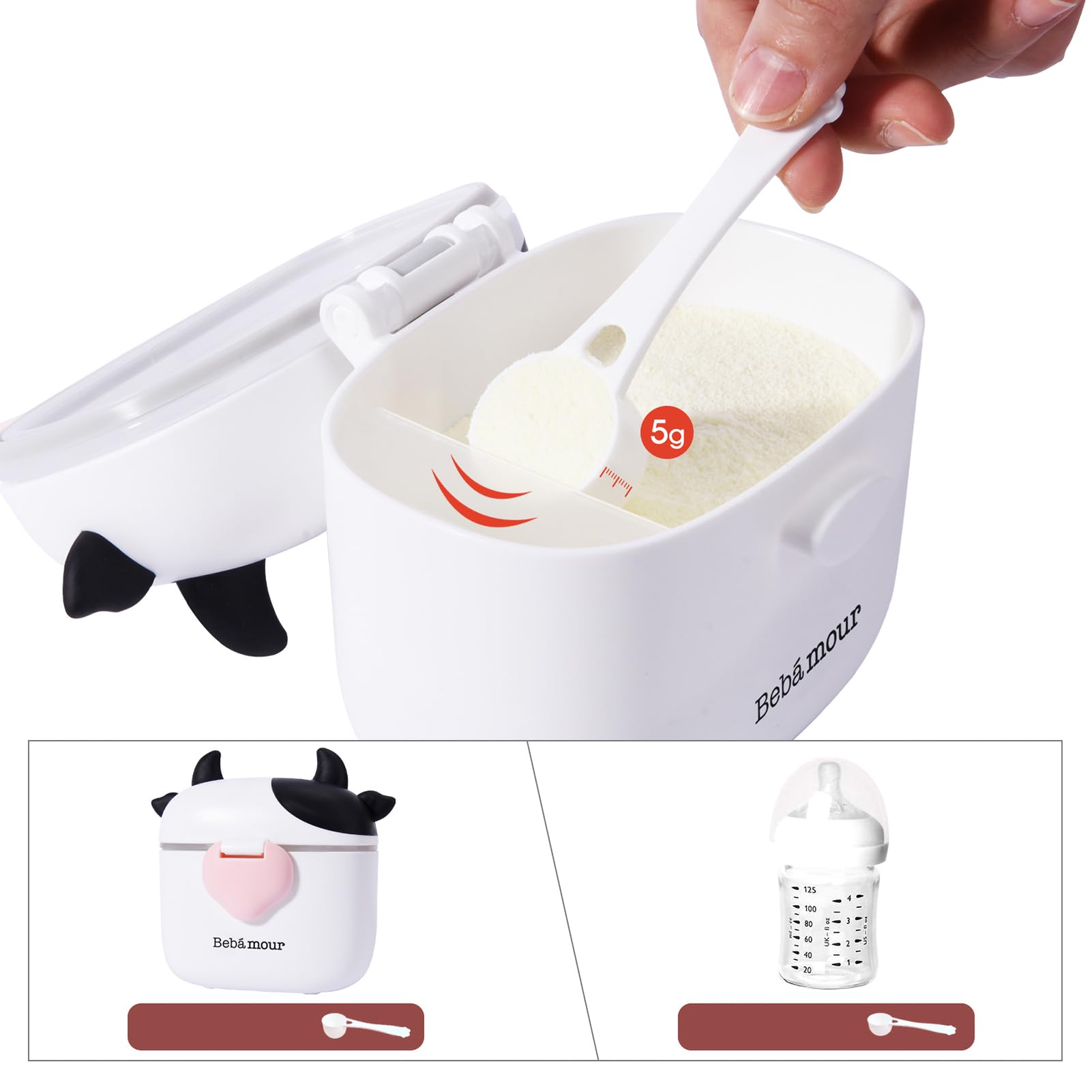 Bebamour 450ml travel container for extended feeding on the go