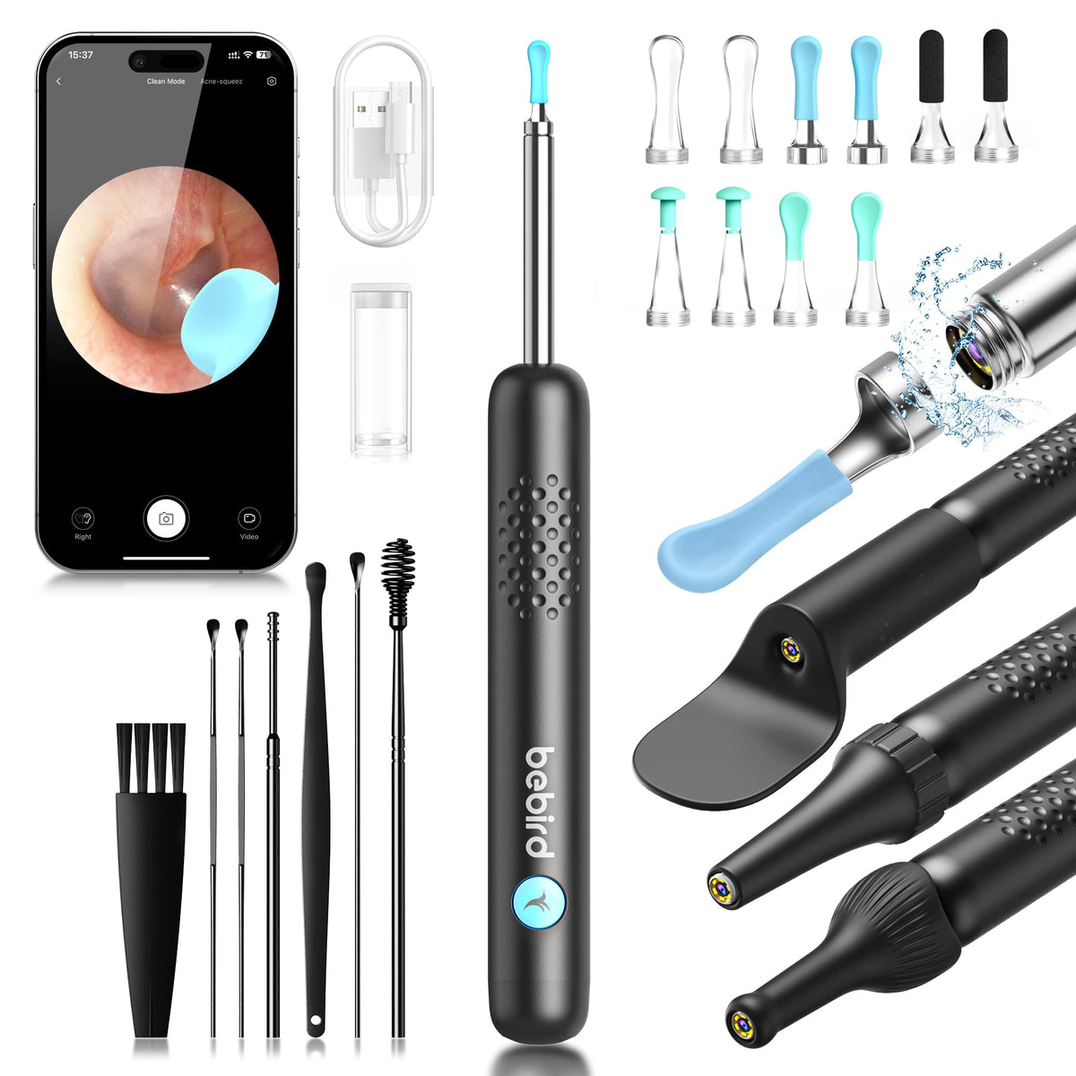 BEBIRD R1 ear canal view for clear inspection and gentle cleaning.