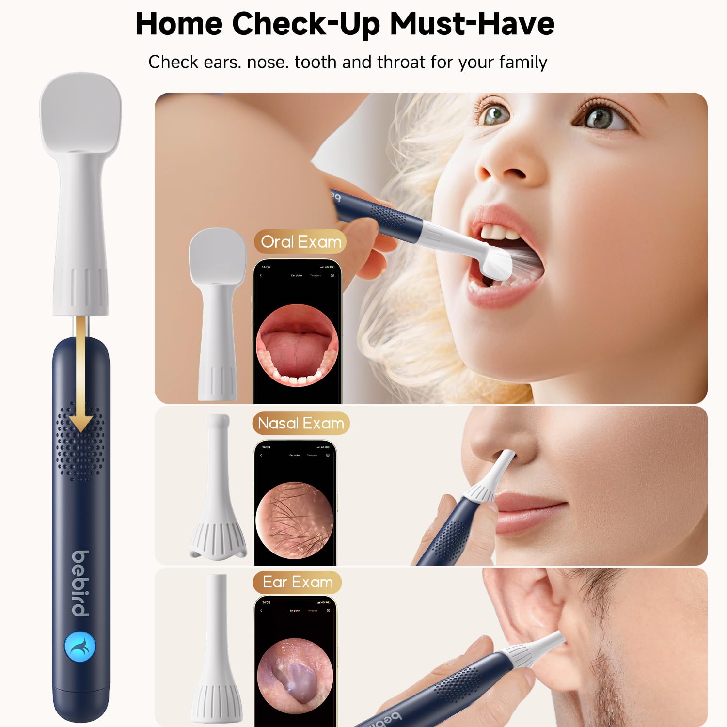BEBIRD R1 Ultra family-friendly design for safe home ear care.