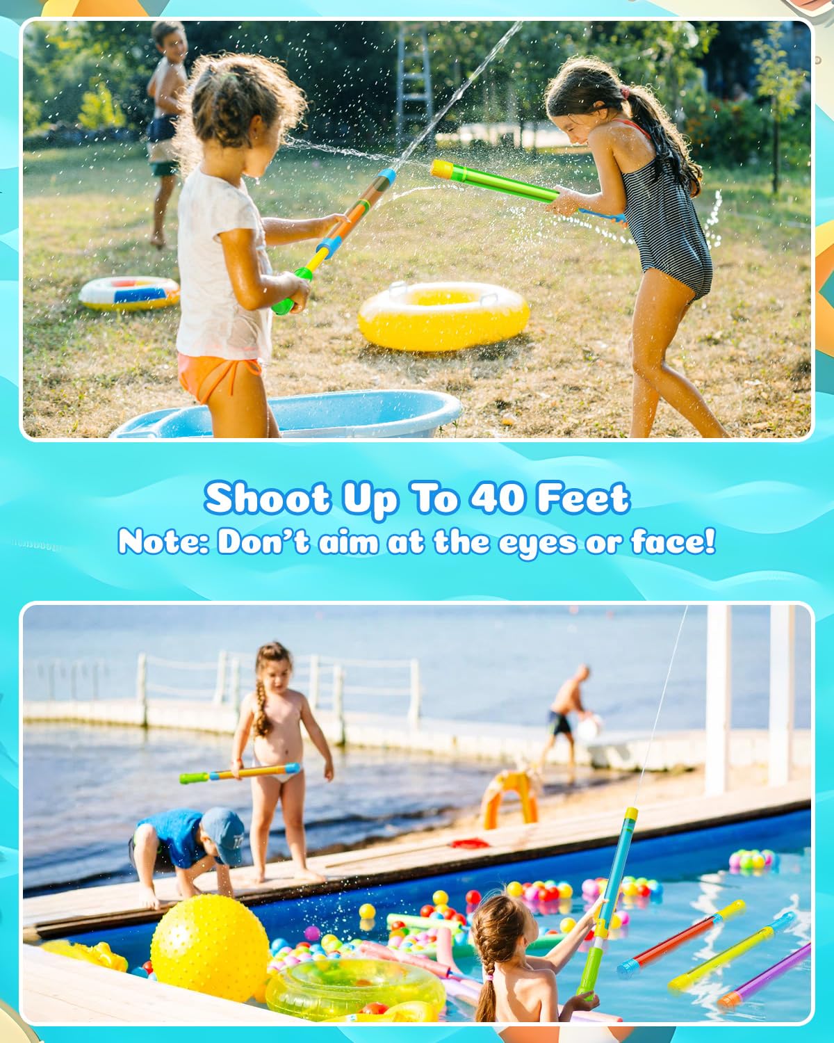 BebouToye water gun showing 115 ml capacity for fewer refills.