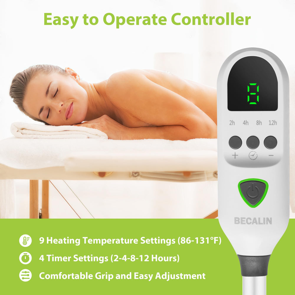 BECALIN warmer offers 9 heat levels for customizable client comfort.