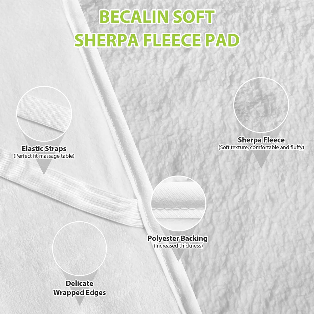 BECALIN warmer uses elastic corner straps to stay secure on the table.