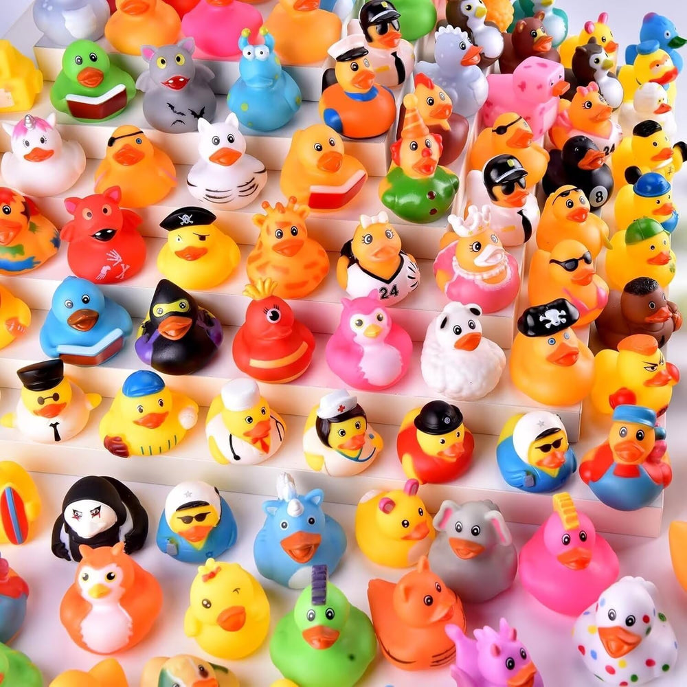 BECEEL 55-pack rubber ducks bulk assortment for entertaining bath time and party favors.