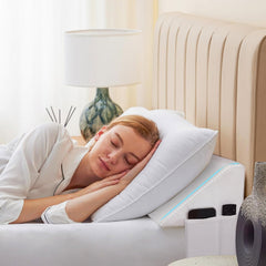 Bedluxe king wedge pillow for headboard fills the bed gap for cozy sleep.