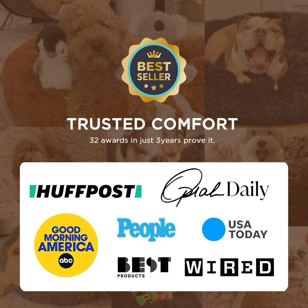 Bedsure donut bed comforts anxious pets with a secure space.