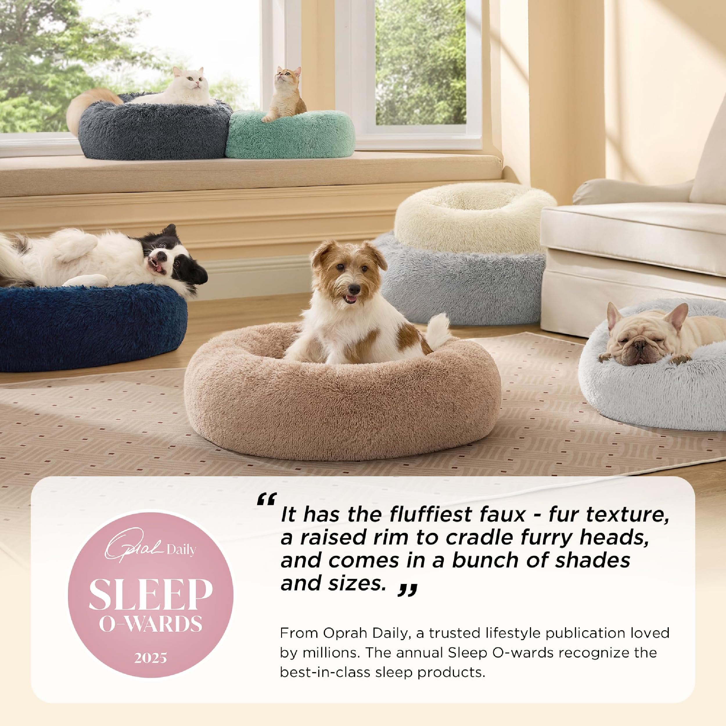 Bedsure donut bed with soft faux fur makes naps cozy.