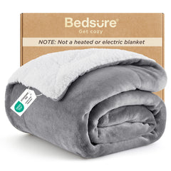 Bedsure GentleSoft Sherpa blanket top view showing cozy warmth