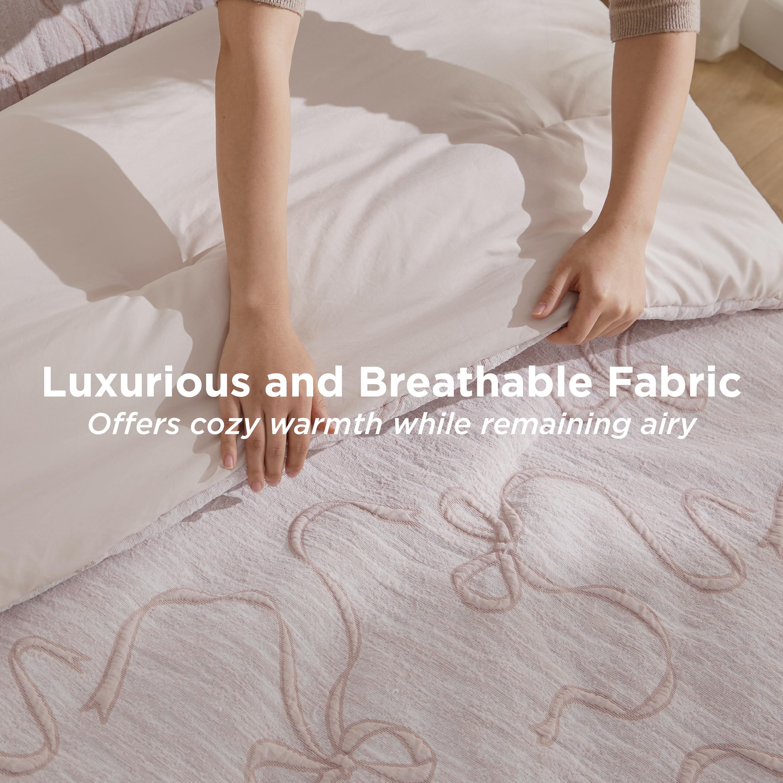 Bedsure pink comforter set queen OEKO-TEX certified safety