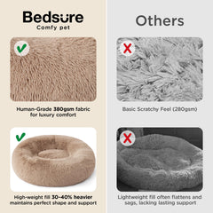 Bedsure round bed with raised edge supports head and neck.