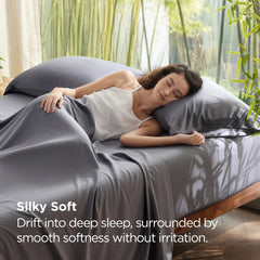 Bedsure two-pack queen pillowcase set on bed for coordinated look.