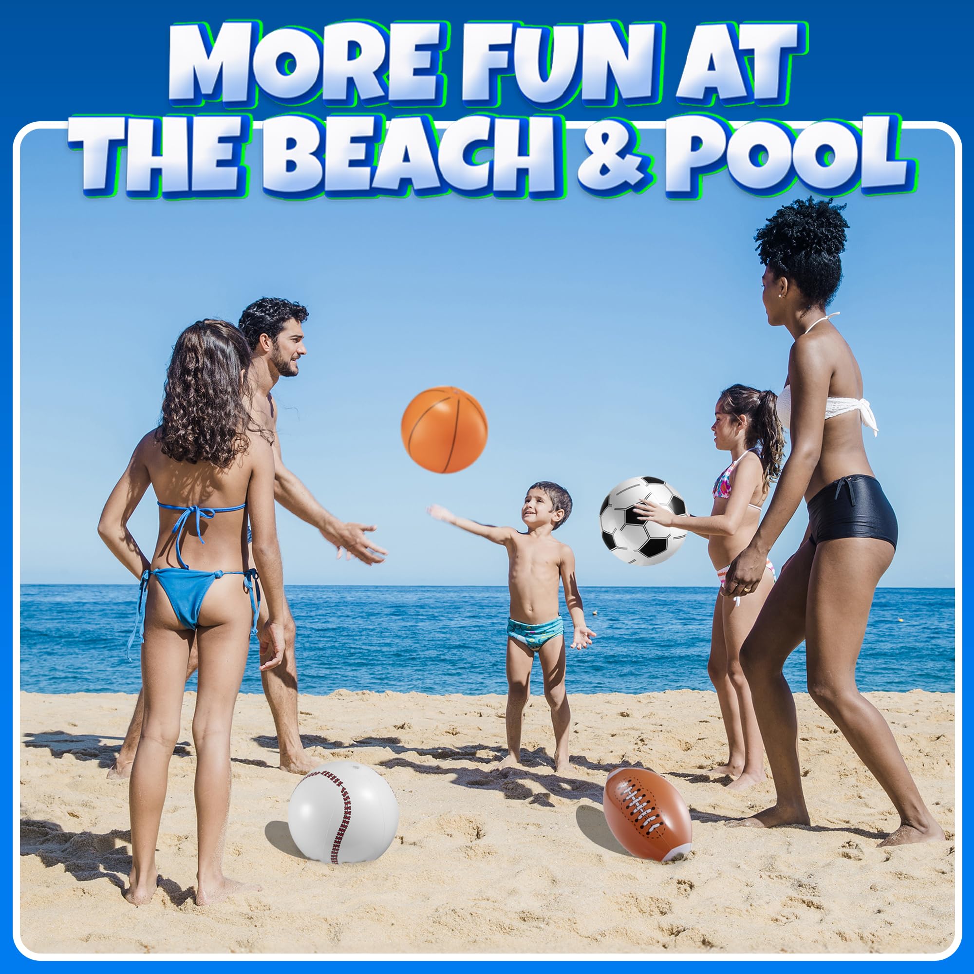 Bedwina 16-inch soccer inflatable beach ball for kids and adults