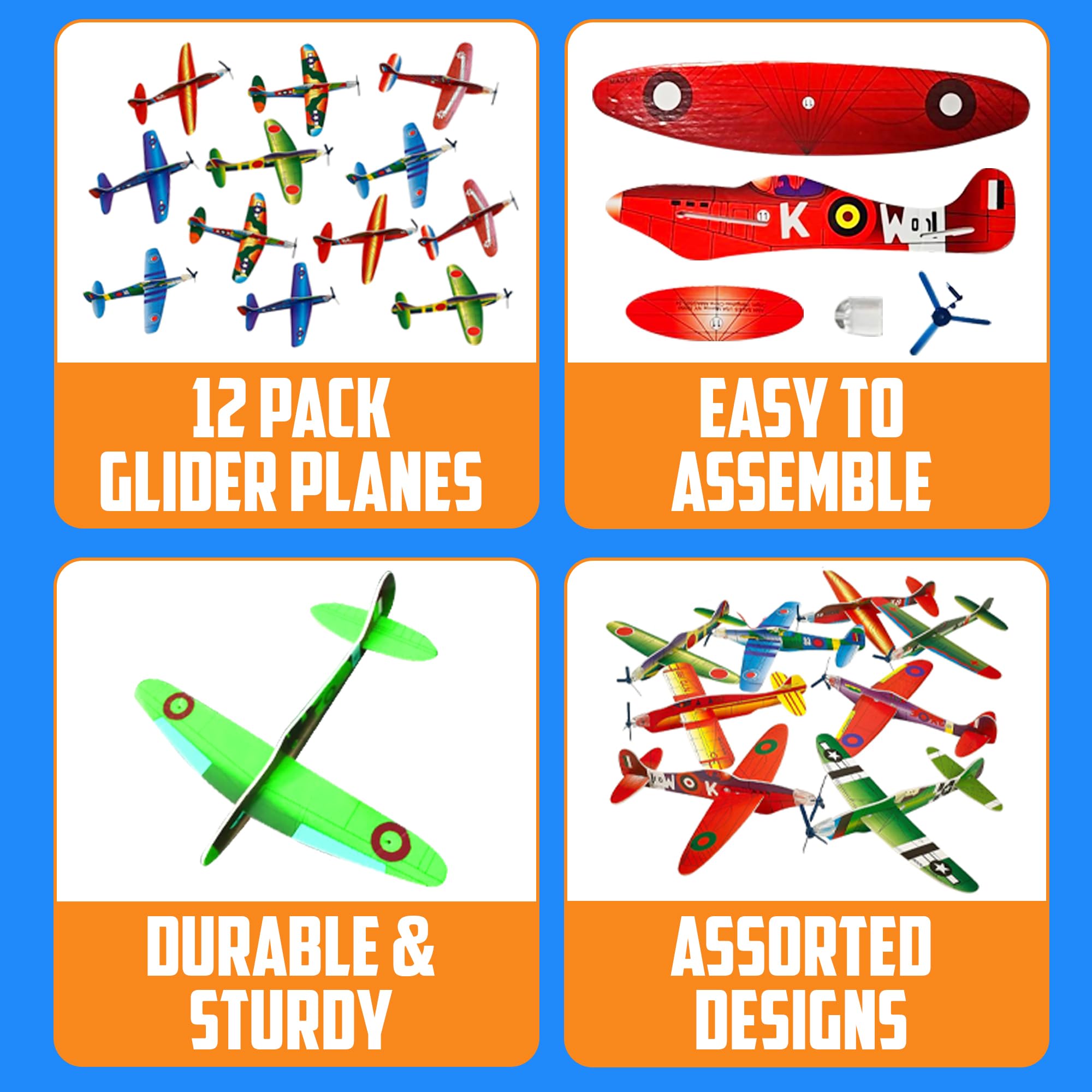 Bedwina foam airplanes in multi-color pack ideal for kids' playtime