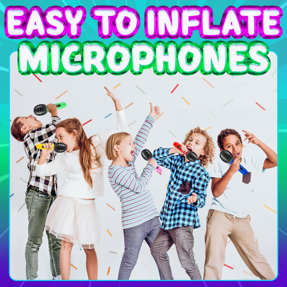 Bedwina inflatable neon microphone ideal for kids' dance parties.