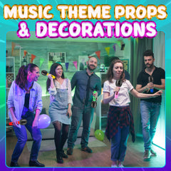Bedwina neon microphones photo booth prop enhances party pictures.