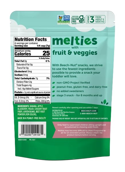 Beech-Nut Melties 3-ingredient formula emphasizes simple, real ingredients for toddler snacks