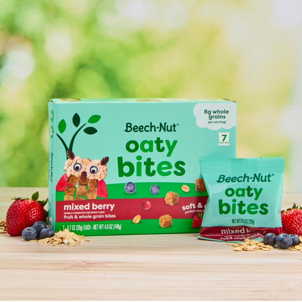 Beech-Nut Oaty Bites six single-serve bags per box for quick snacks.